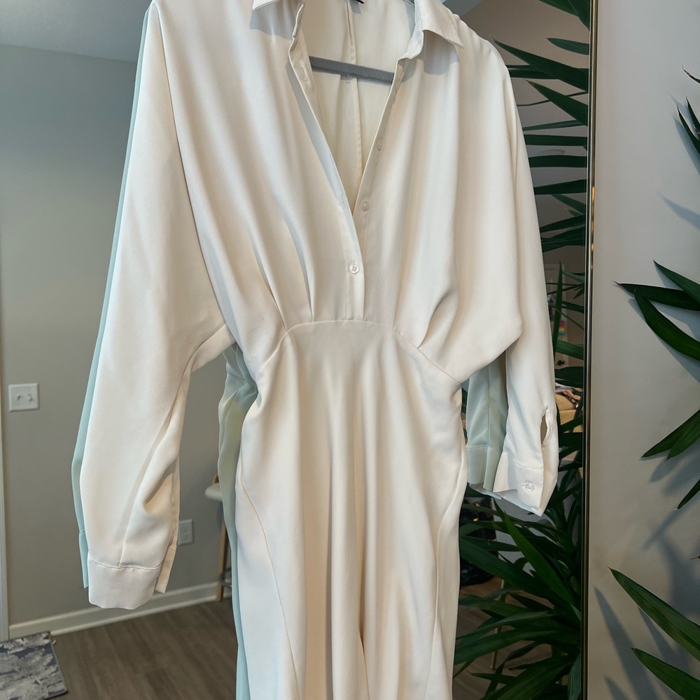 Collared Half Button Up Mini Portofino Shirt Dress